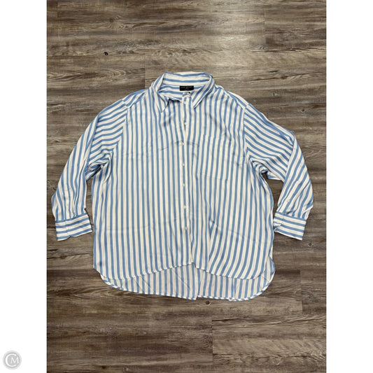 Top Long Sleeve By Lane Bryant In Blue & White, Size: 4x