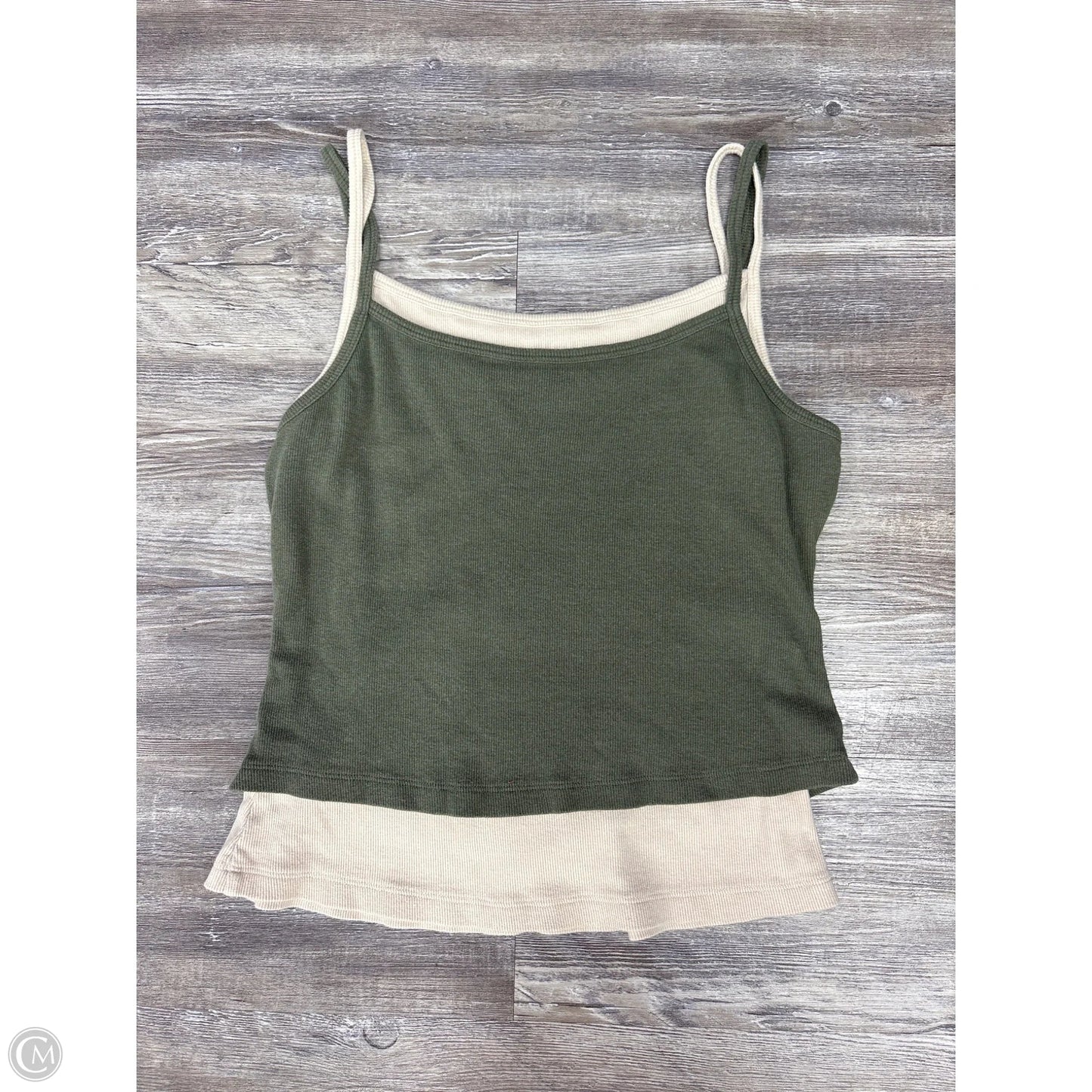 Top Sleeveless By Pilcro In Cream & Green, Size: M