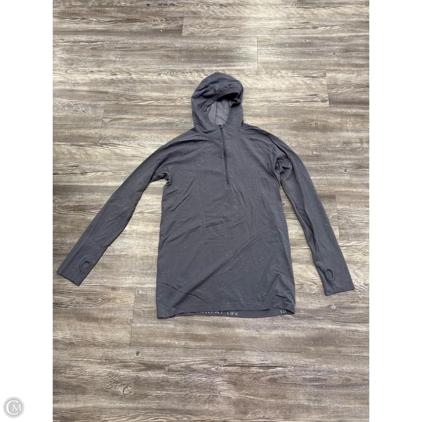 Athletic Top Long Sleeve Hoodie By Lululemon In Grey, Size: 12