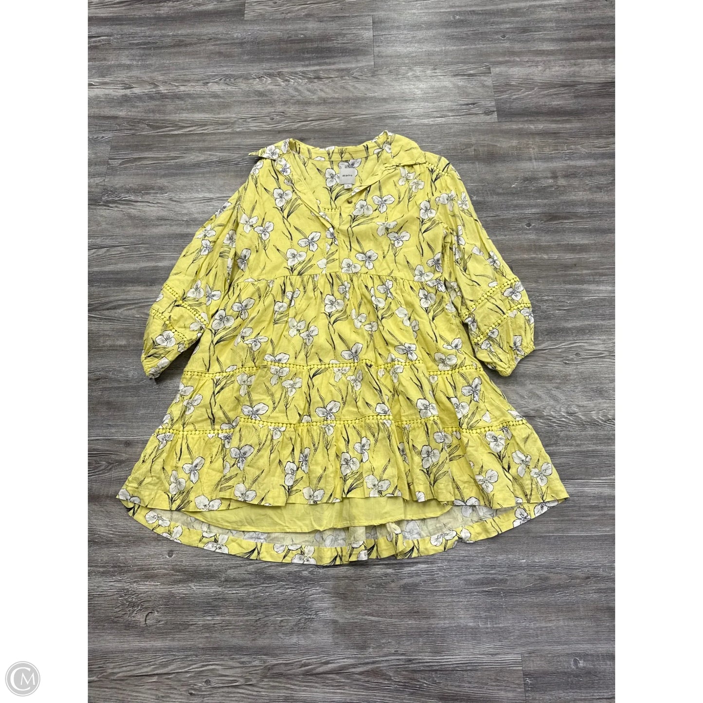 Dress Casual Short By Maeve In White & Yellow, Size: M