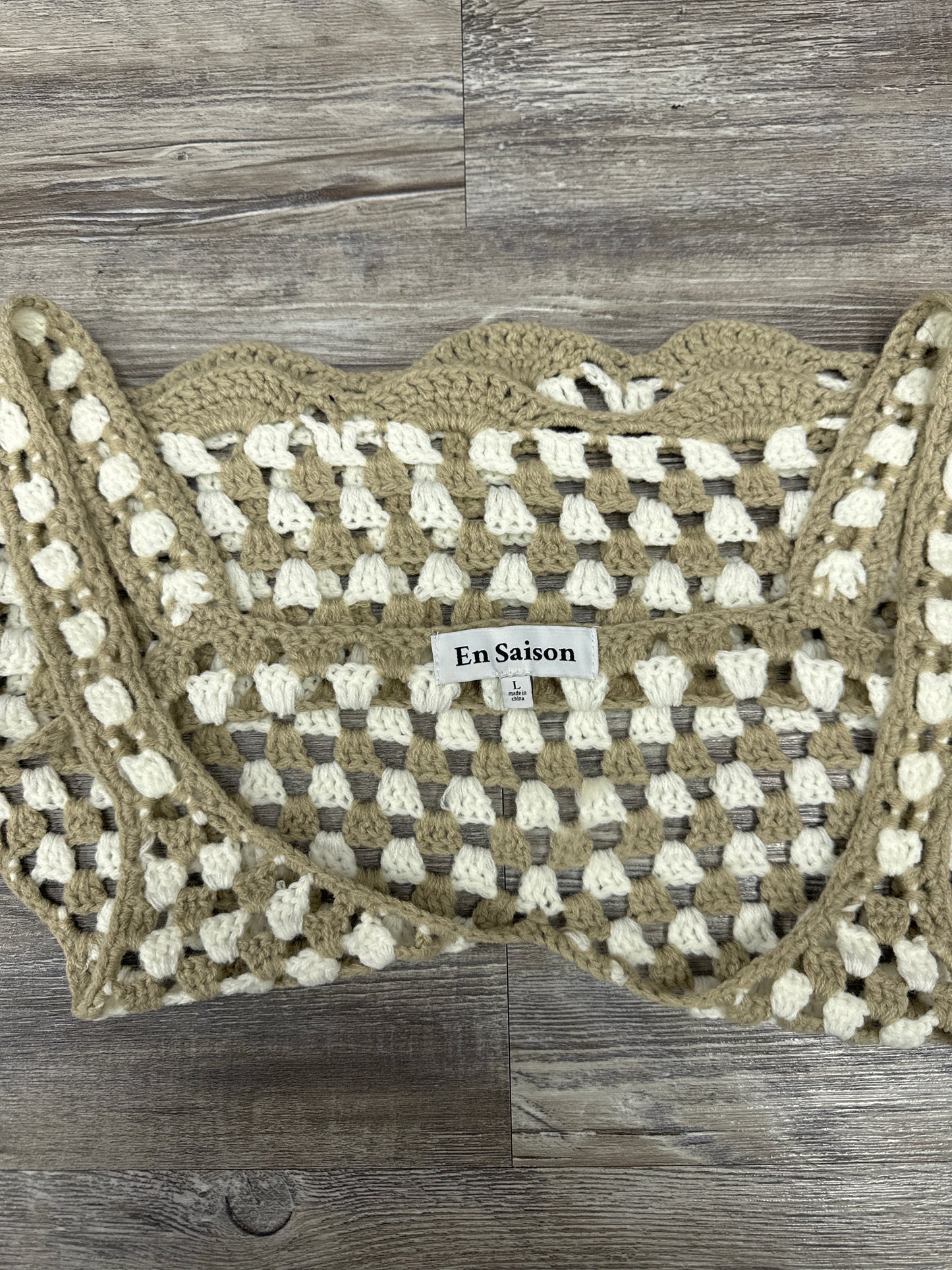 Top Sleeveless By En Saison In Brown & Cream, Size: L