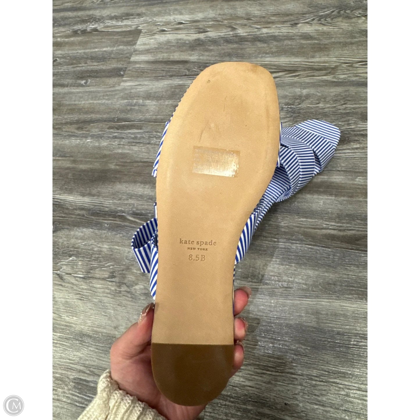 Sandals Designer By Kate Spade In Striped Pattern, Size: 8.5
