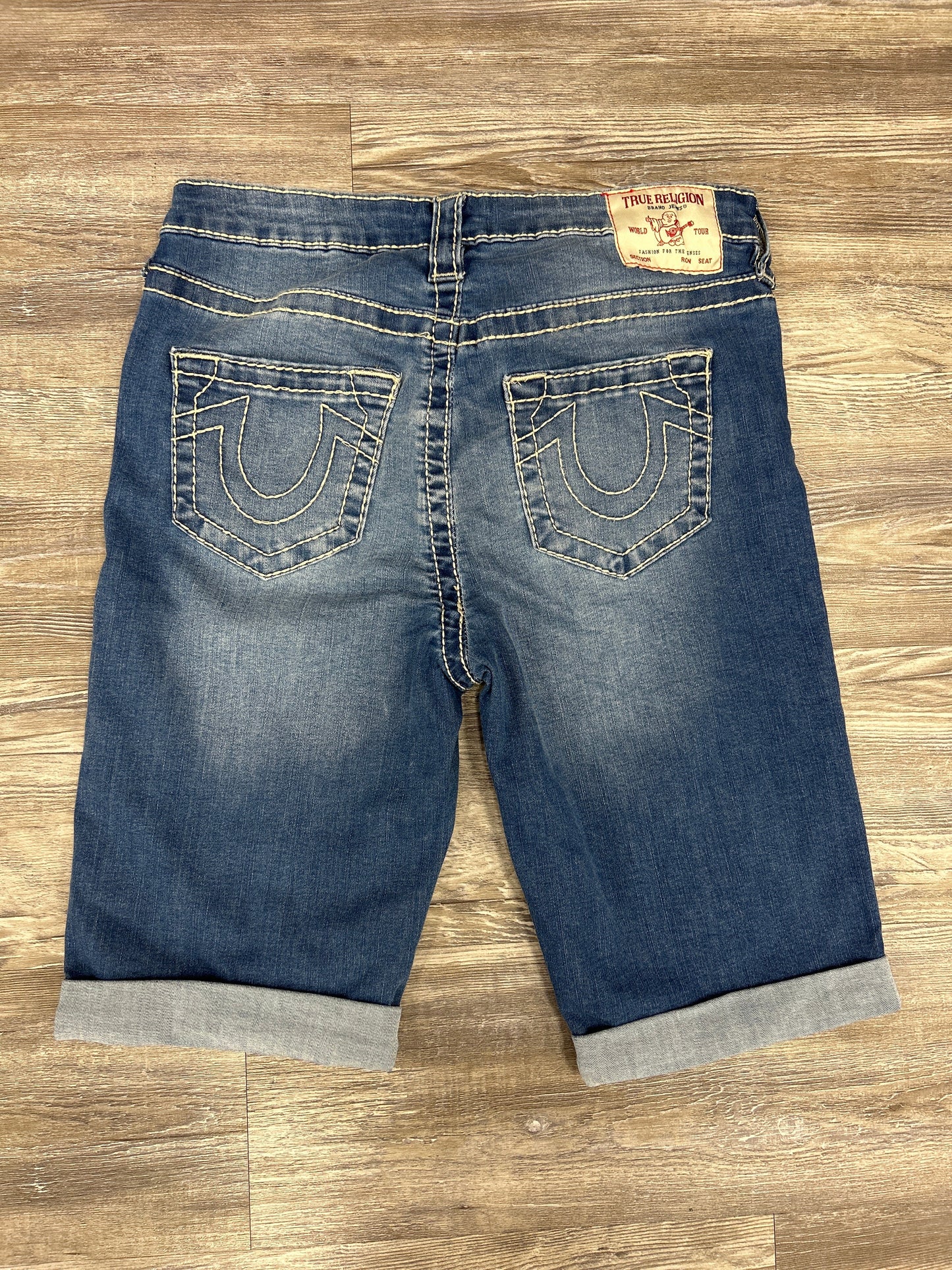 Shorts Designer By True Religion In Blue Denim, Size: 8