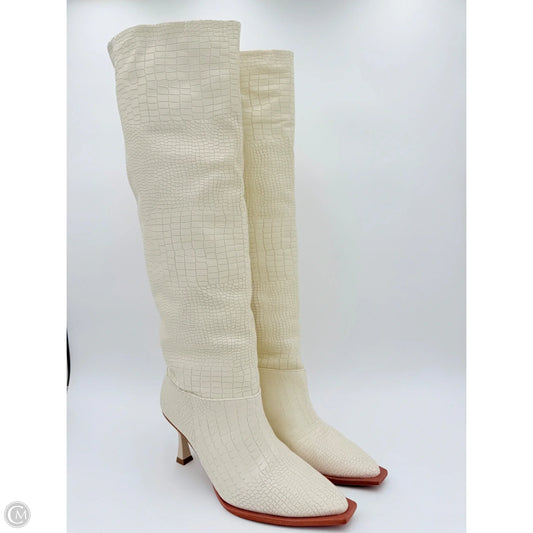 Boots Knee Heels By Vicenza In Cream, Size: 10