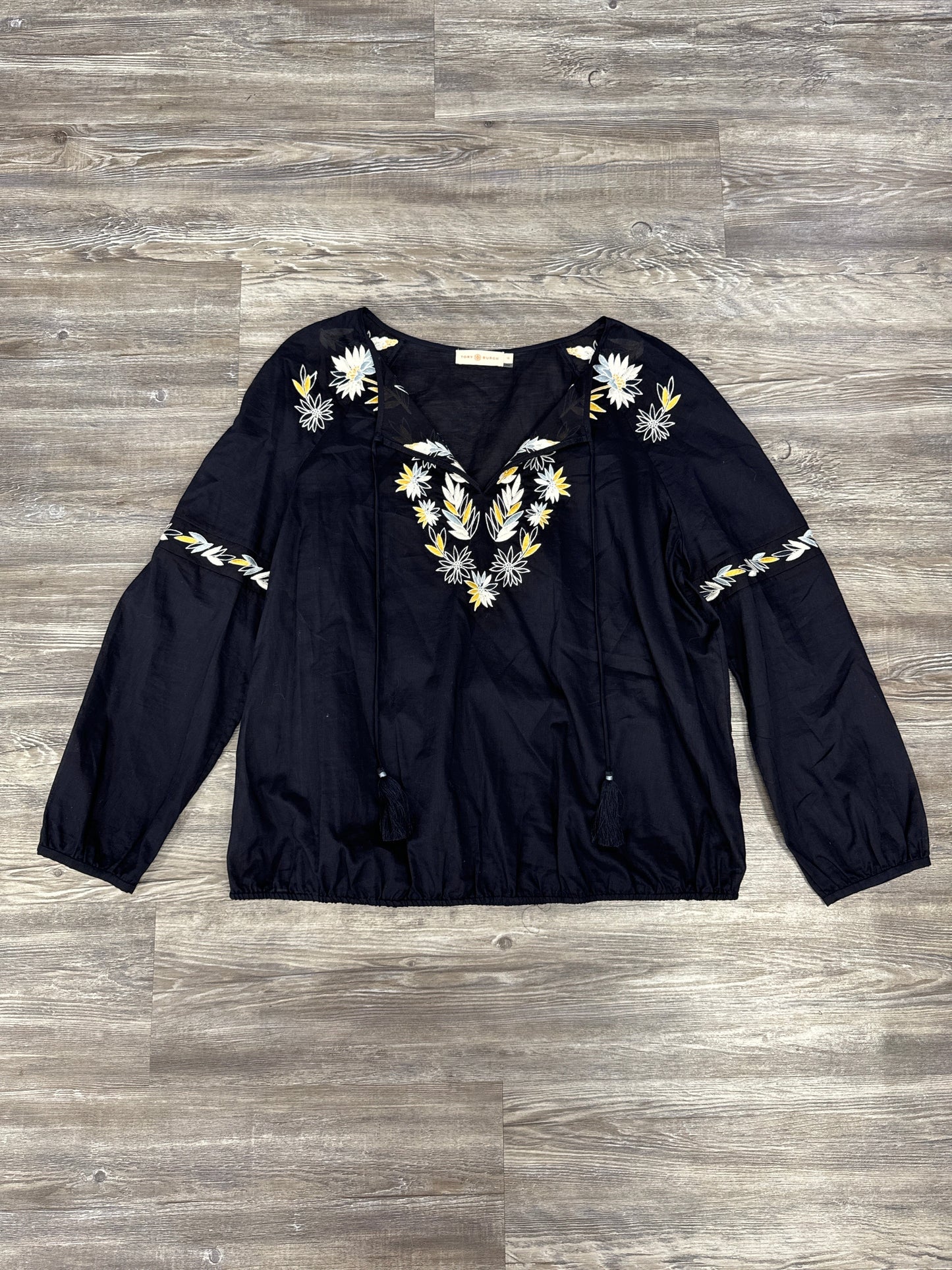 Navy Top Long Sleeve Designer Tory Burch, Size 14