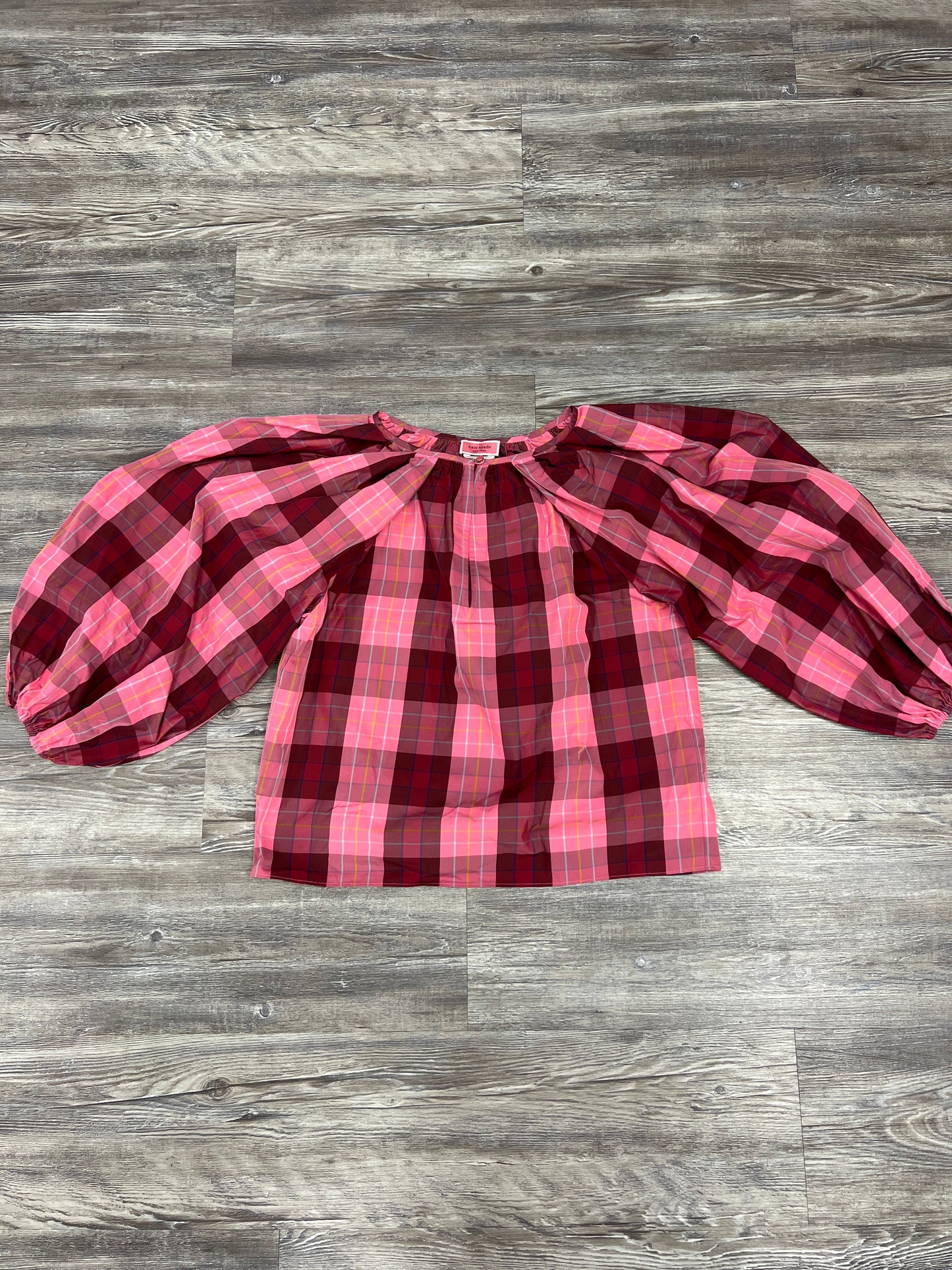 Plaid Pattern Top Long Sleeve Kate Spade, Size Xxs