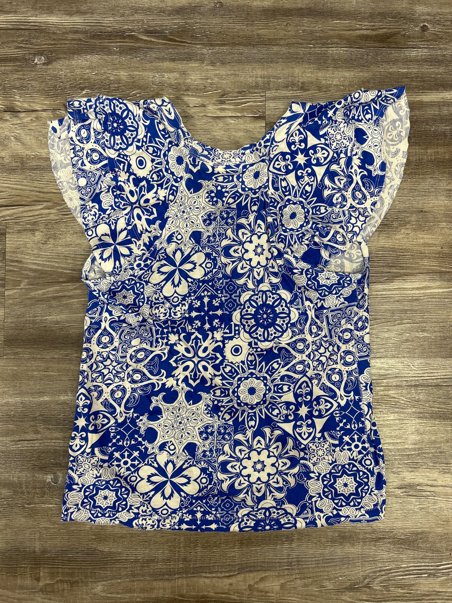 Top Short Sleeve By Maeve In Blue & White, Size: S