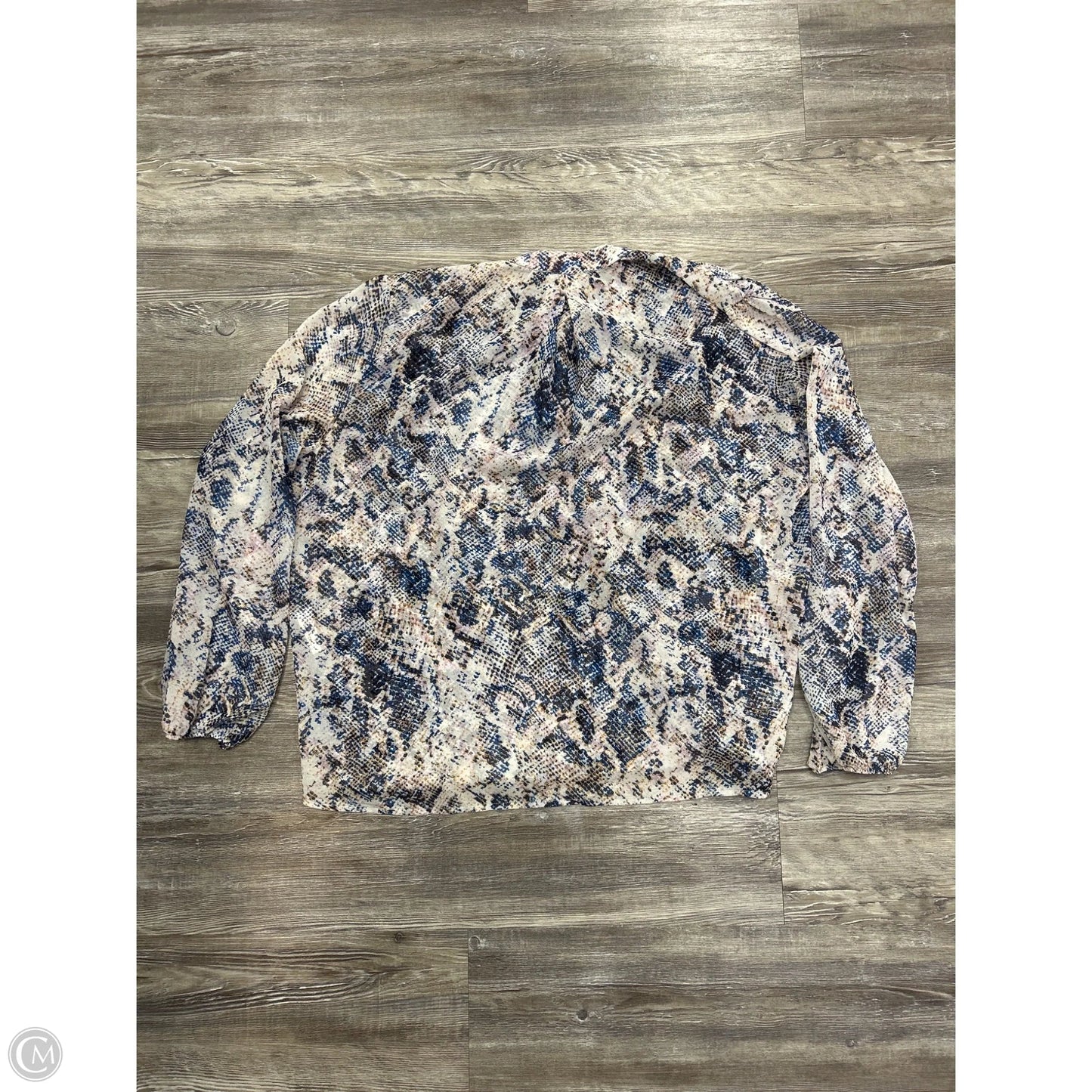 Top Long Sleeve By Olivia Grey In Snakeskin Print, Size: Xl