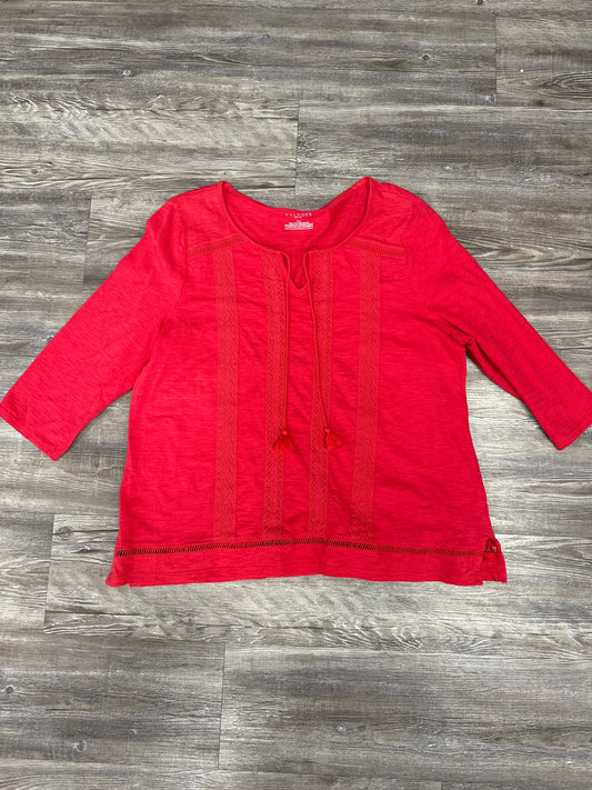 Top 3/4 Sleeve By Talbots In Red, Size: Petite   Xl