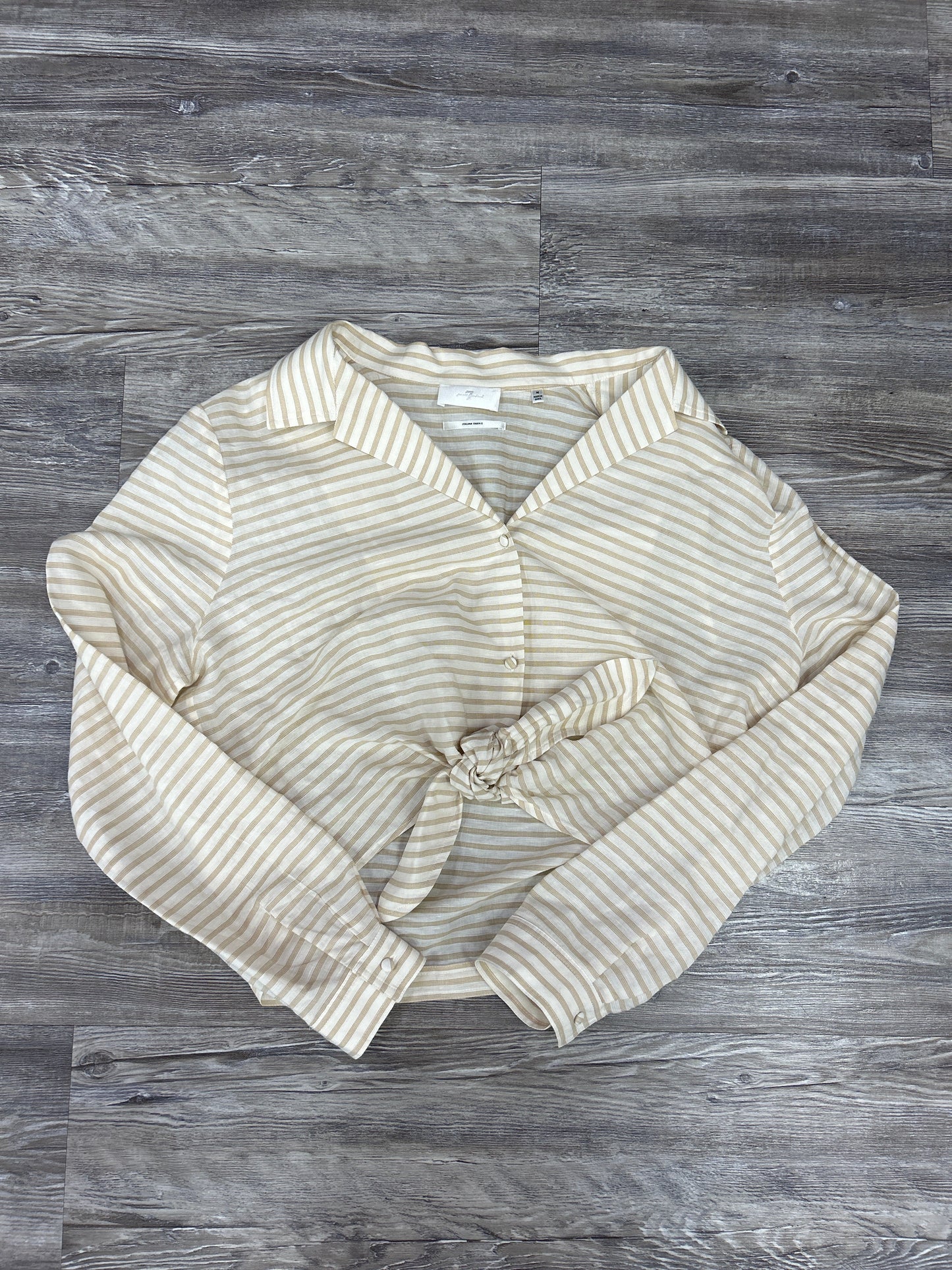 Top Long Sleeve By 7 For All Mankind In Cream & Tan, Size: M