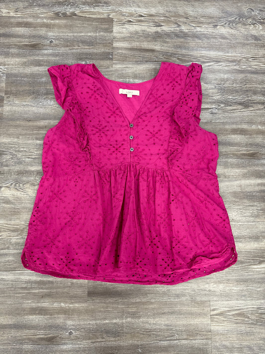 Pink Top Short Sleeve Loft, Size Xl