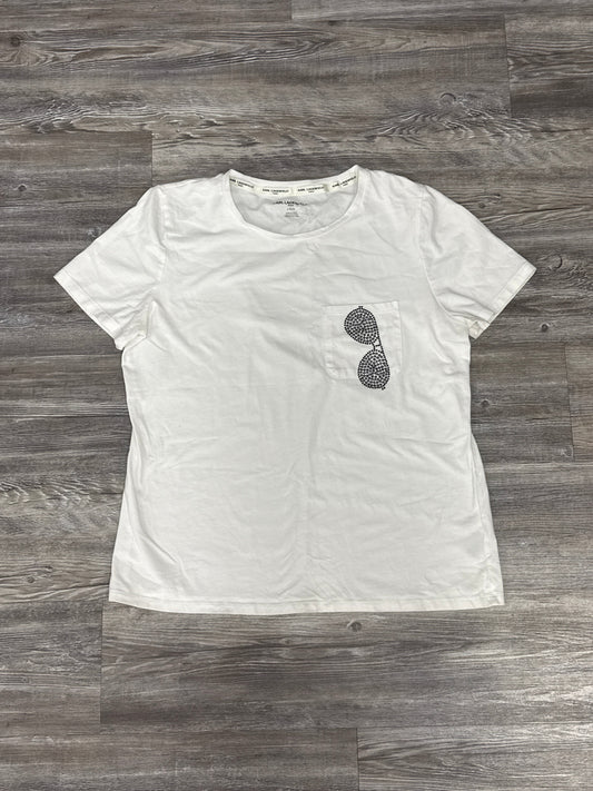 Top Short Sleeve By Karl Lagerfeld In White, Size: L