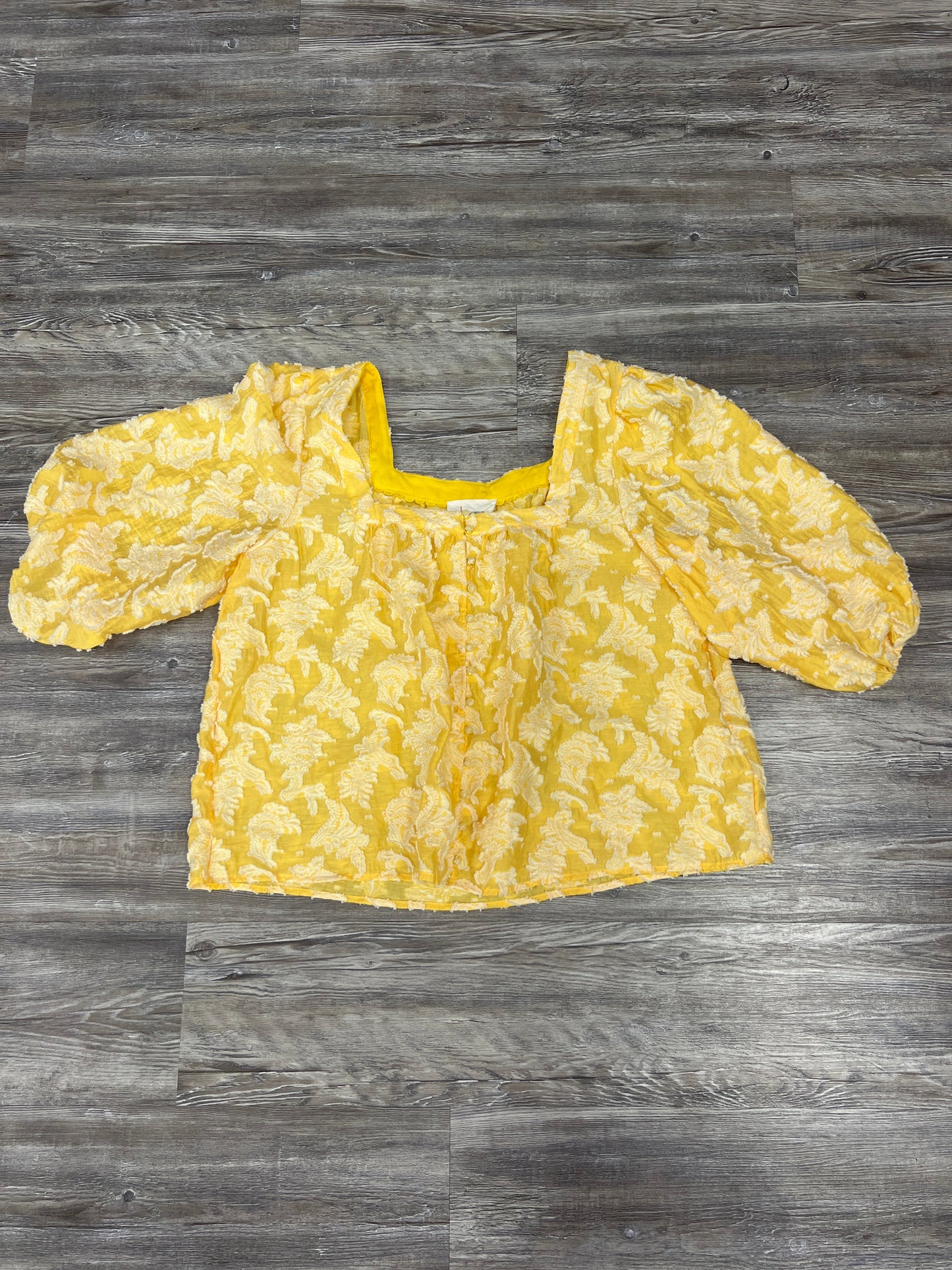 Yellow Top 3/4 Sleeve Anthropologie, Size L