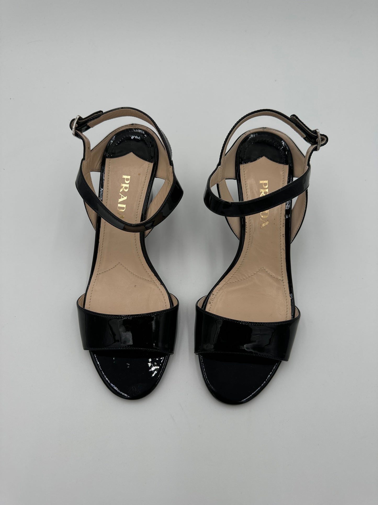 Shoes Heels Wedge By Prada In Black, Size: 8