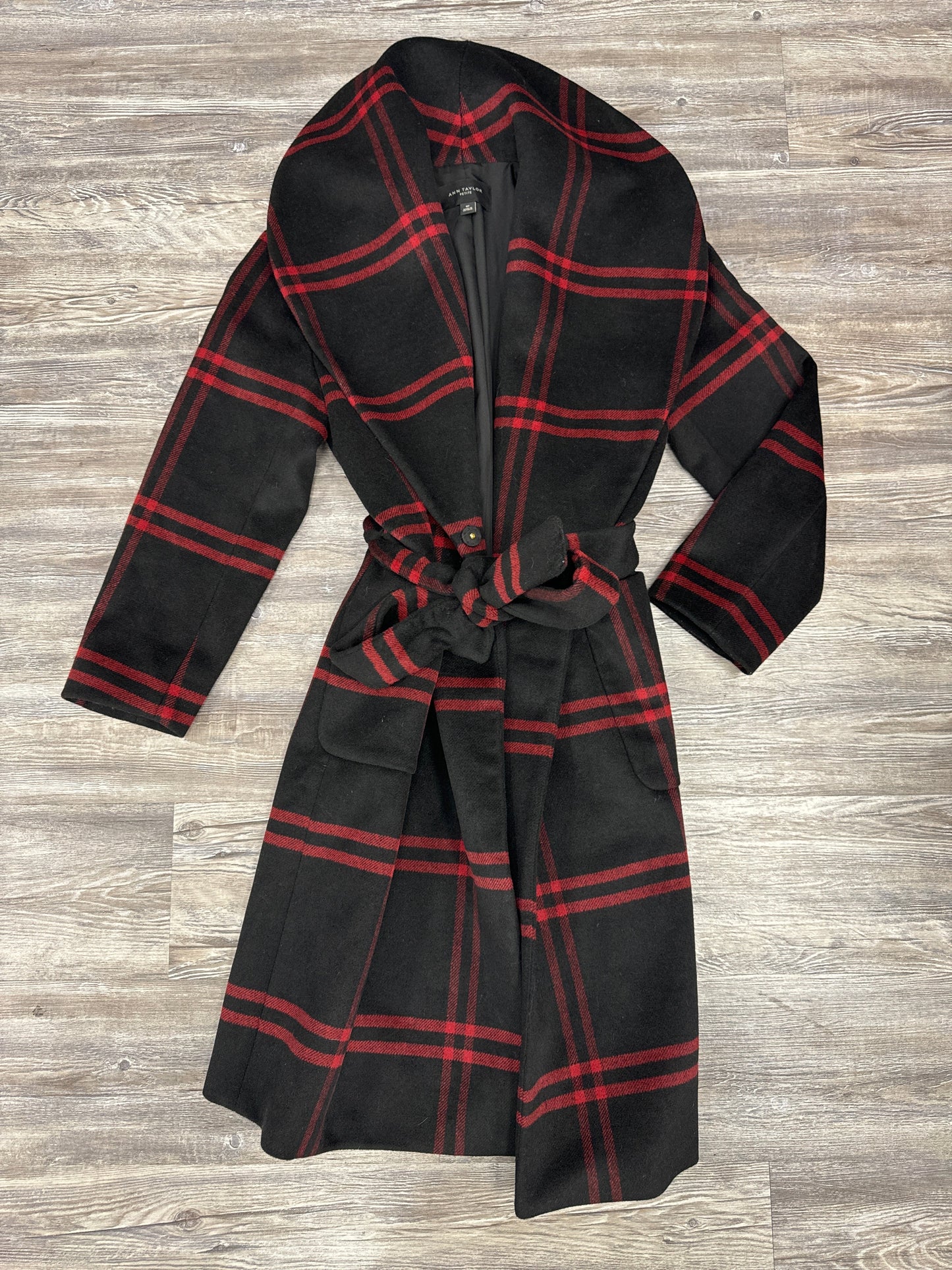 Coat Wool By Ann Taylor In Black & Red, Size: 8P