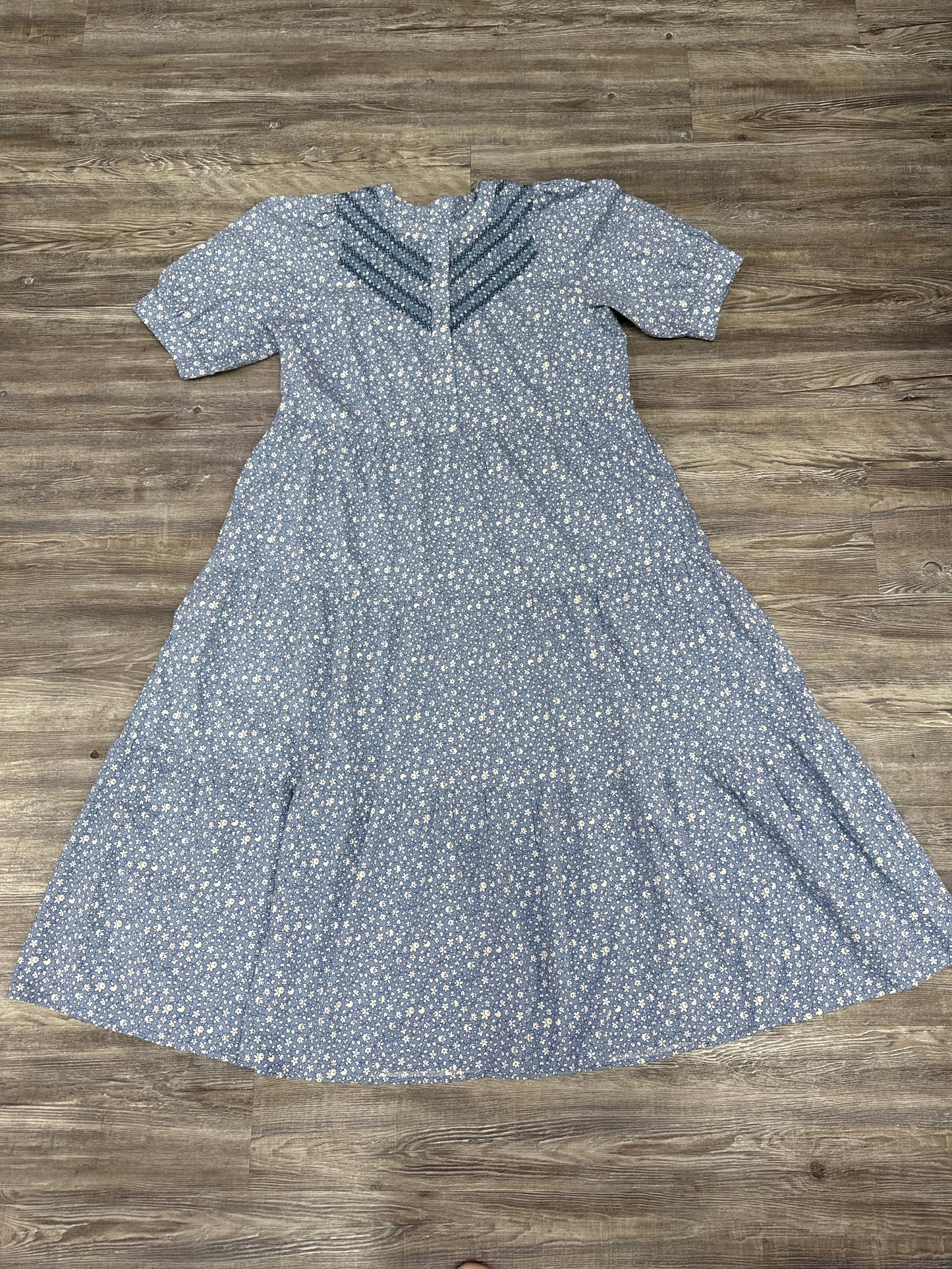 Dress Casual Midi By Madewell In Blue & White, Size: L