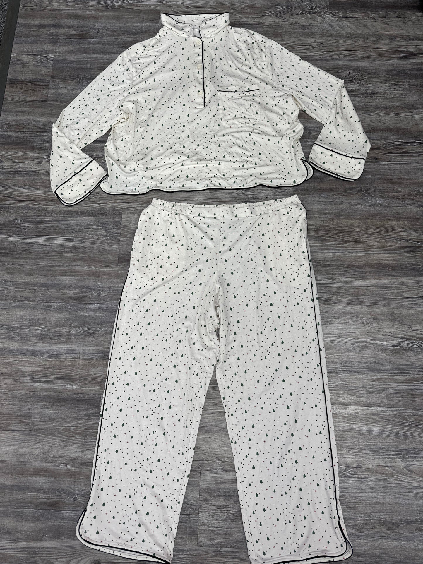 Pajamas 2pc By Tommy John In Cream & Green, Size: Xl