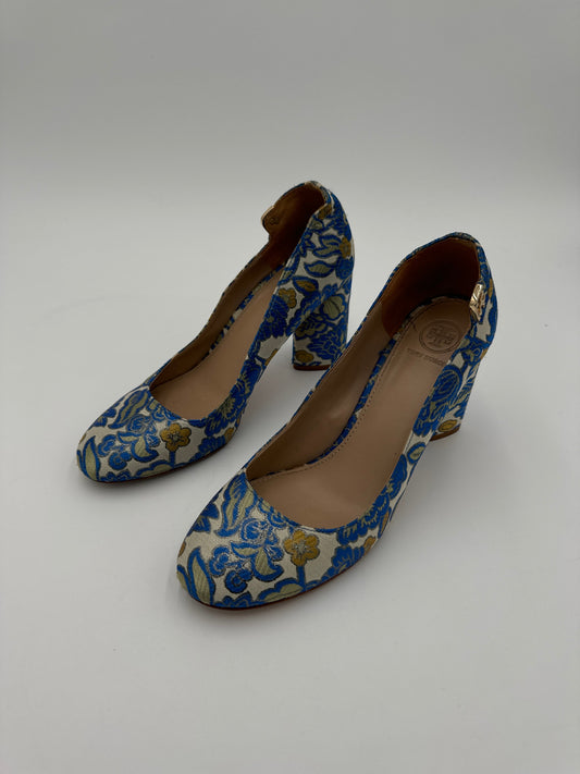 Shoes Heels Block By Tory Burch In Blue & Yellow, Size: 8.5