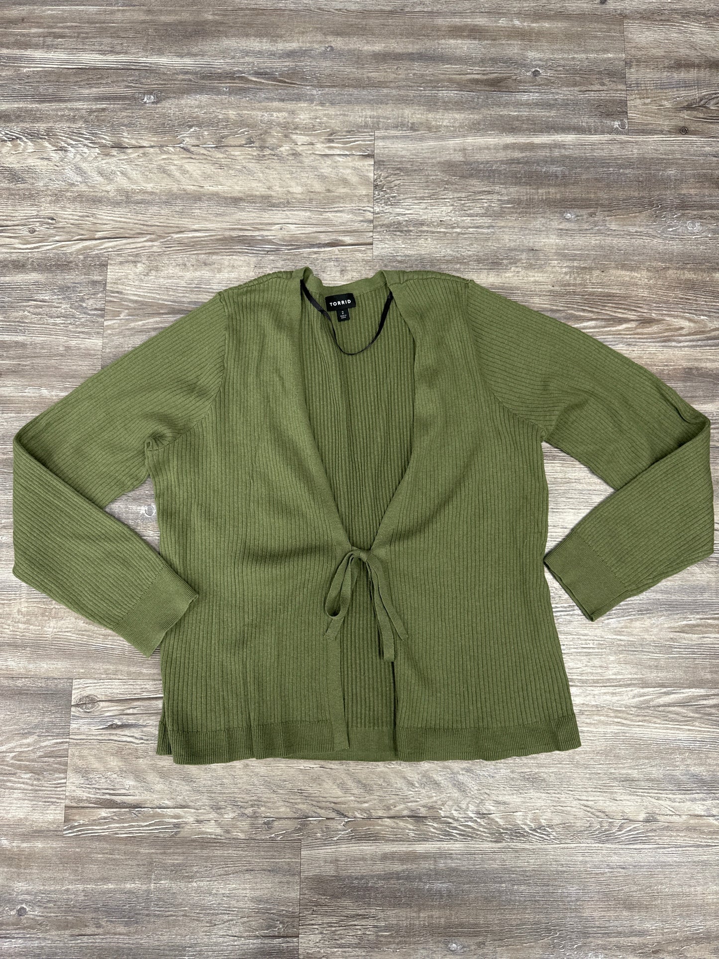 Sweater Cardigan By Torrid In Green, Size: 2x