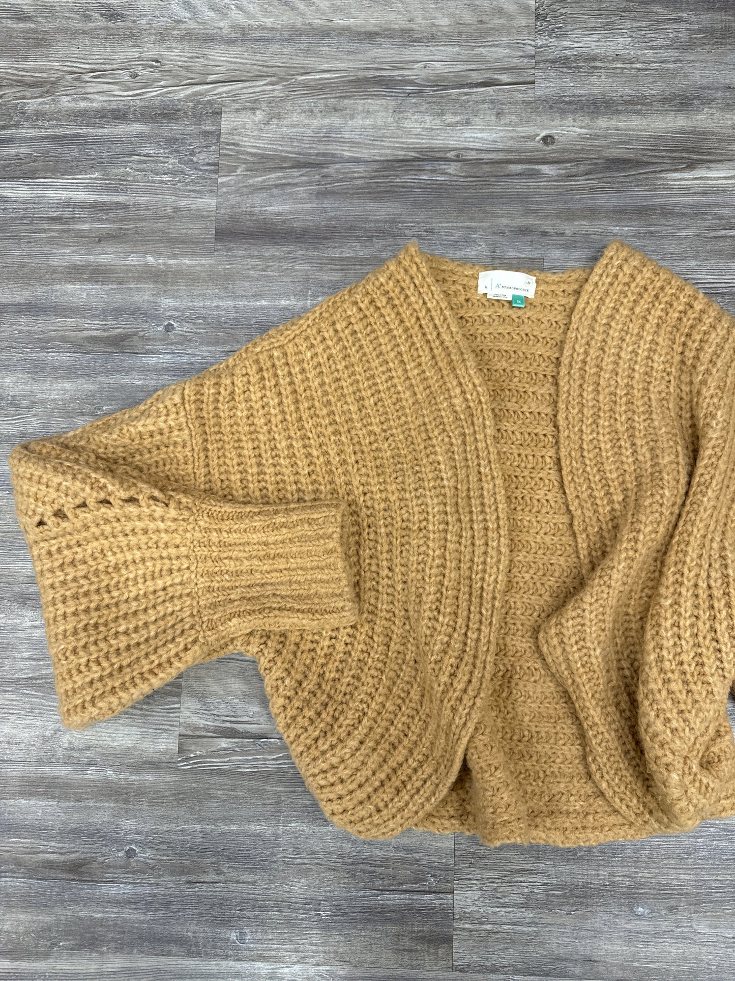 Sweater Cardigan By Anthropologie In Tan, Size: 2x