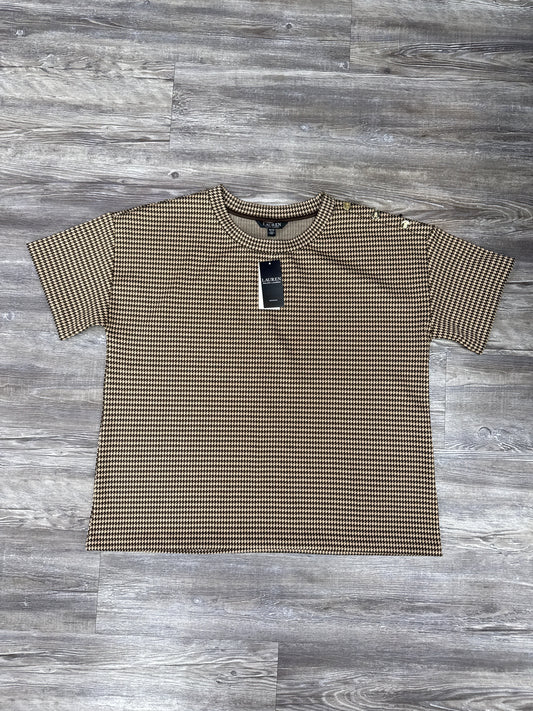 Top Short Sleeve By Lauren By Ralph Lauren In Brown & Tan, Size: 1x