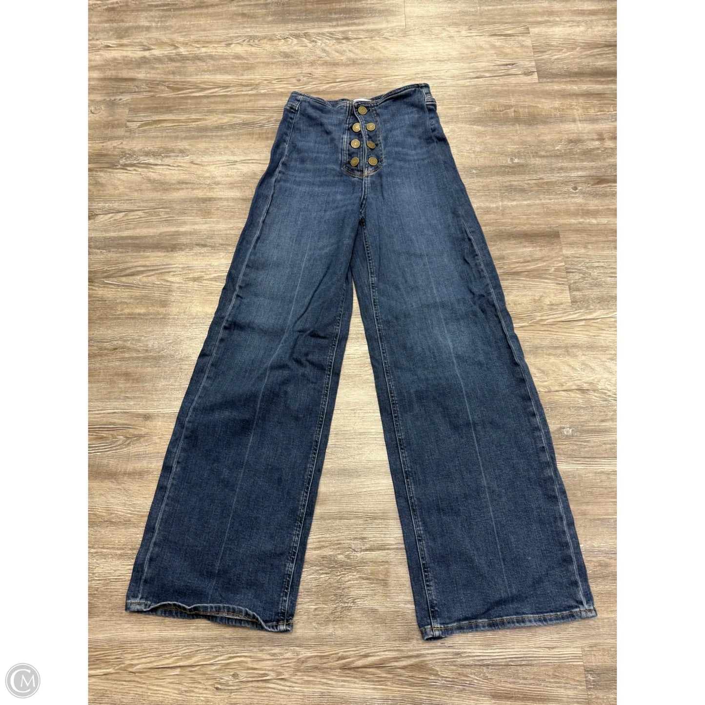 Jeans Wide Leg By Frame In Blue Denim, Size: 4