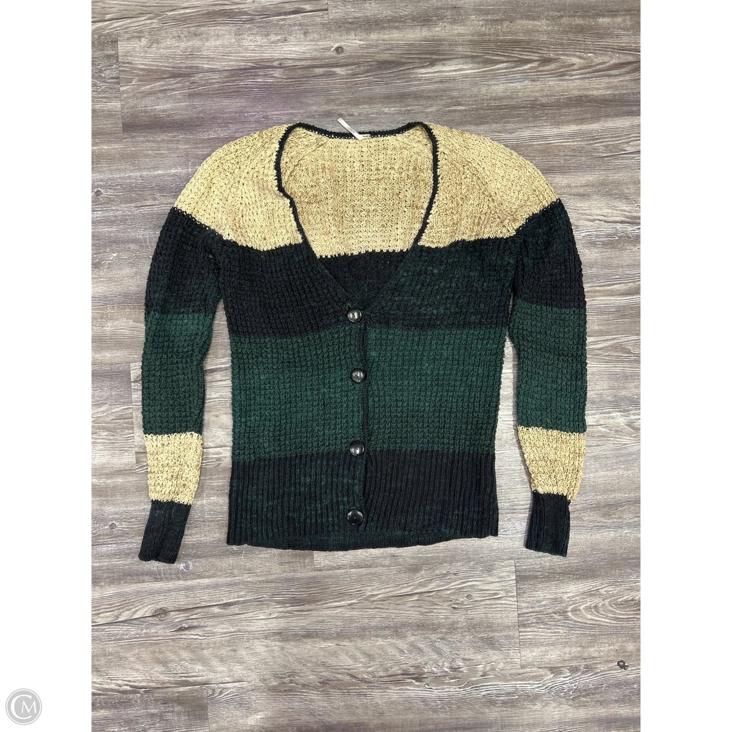 Sweater Cardigan By Free People In Green & Tan, Size: M