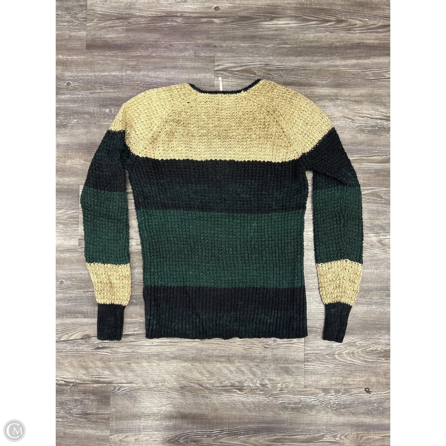 Sweater Cardigan By Free People In Green & Tan, Size: M