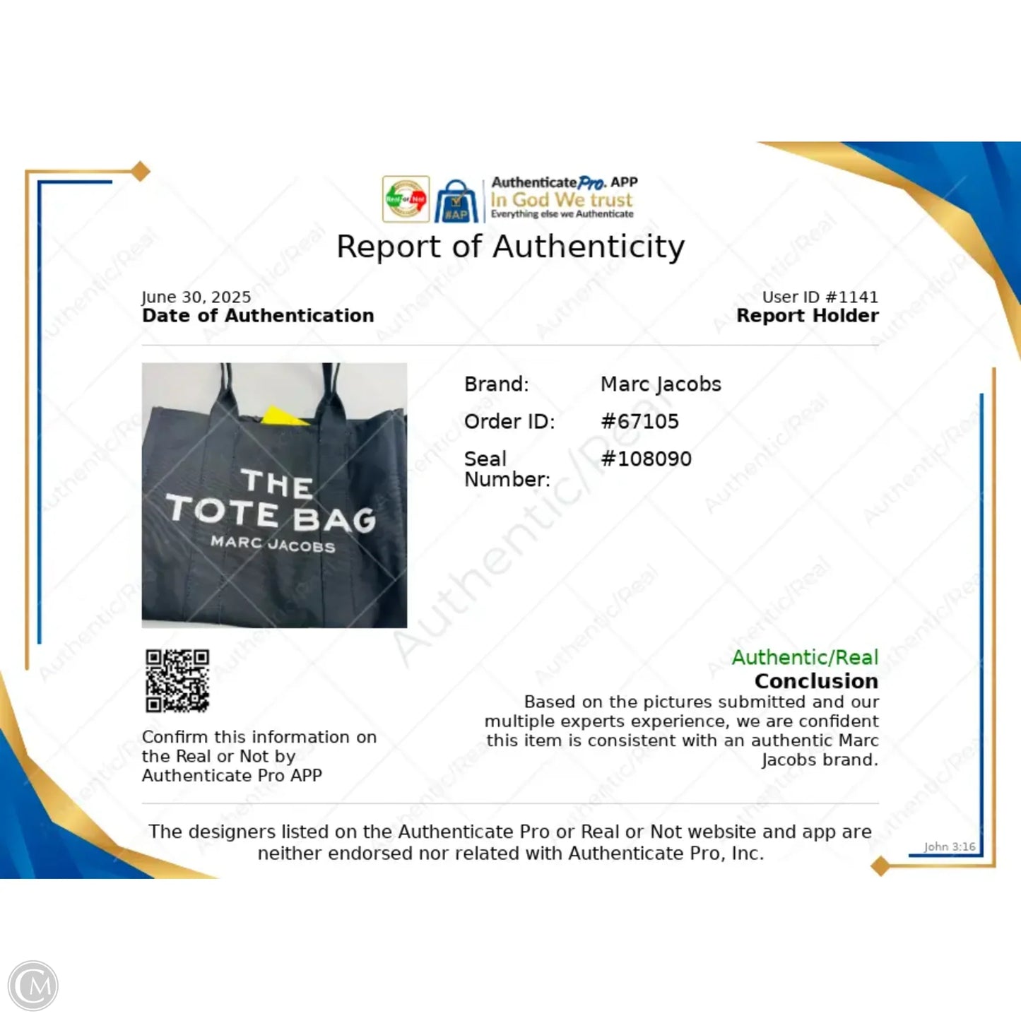 Tote Designer By Marc Jacobs, Size: Large