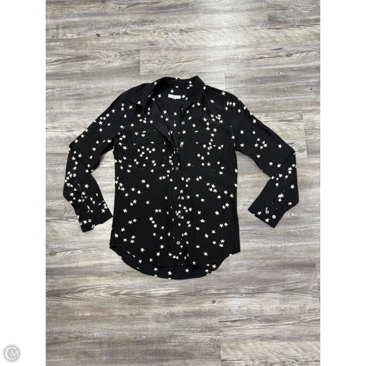 Top Long Sleeve By Equipment In Black & White, Size: Xs