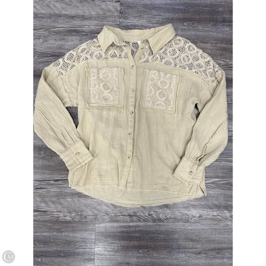 Top Long Sleeve By Andree By Unit In Tan, Size: S