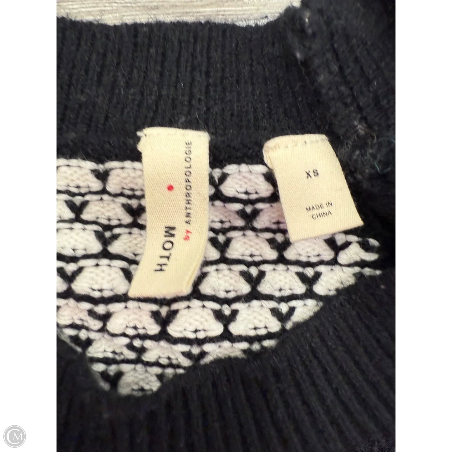 Sweater Short Sleeve By Moth In Black & Cream, Size: Xs