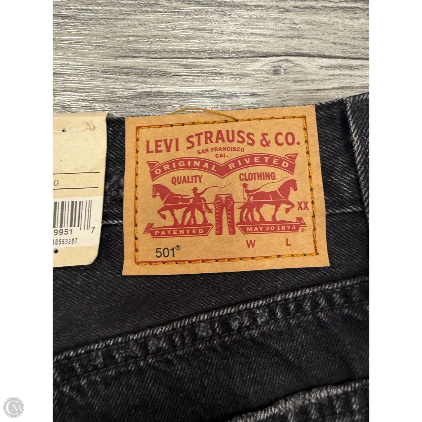 Jeans Straight By Levis In Black Denim, Size: 6