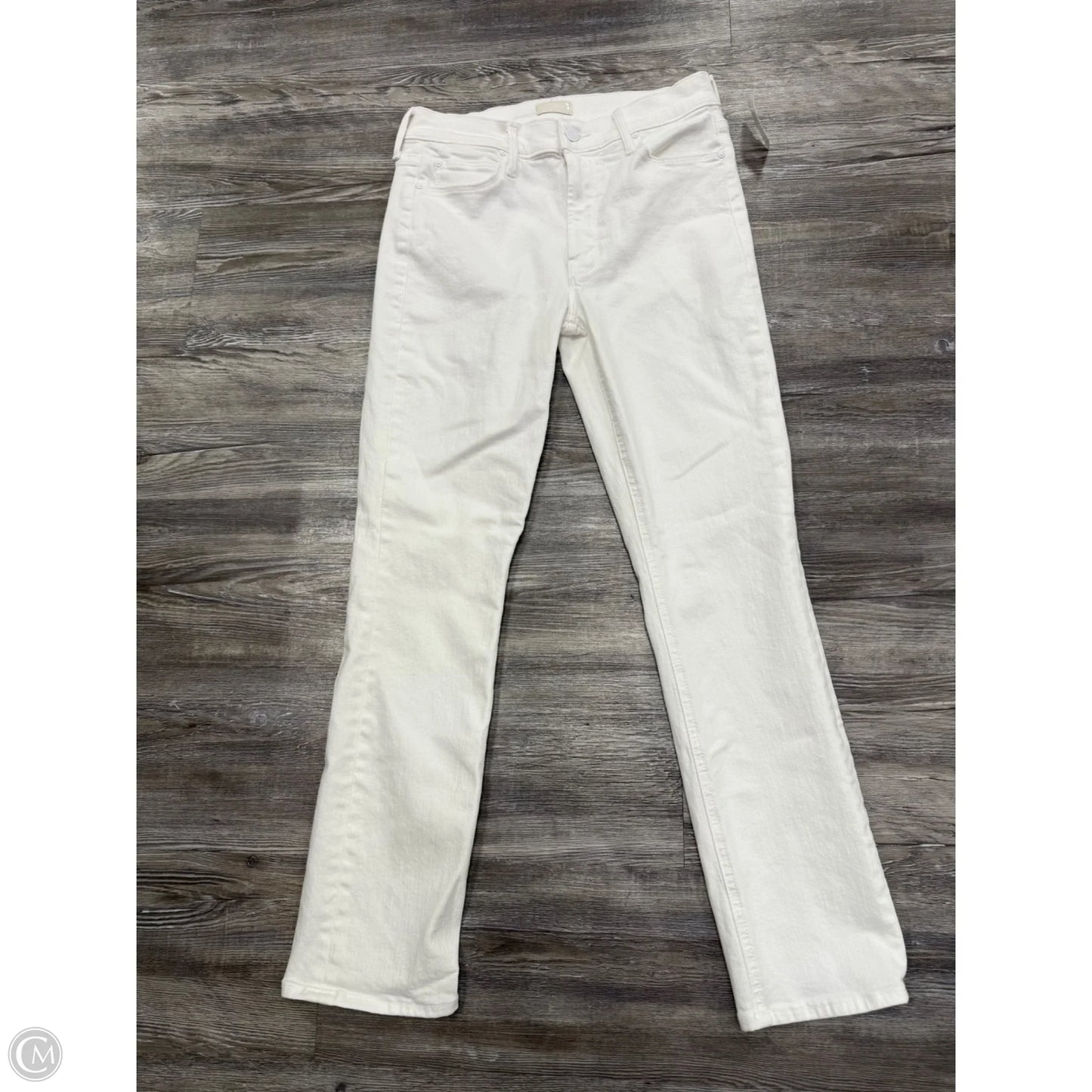 Jeans Straight By Mother Jeans In White Denim, Size: 4