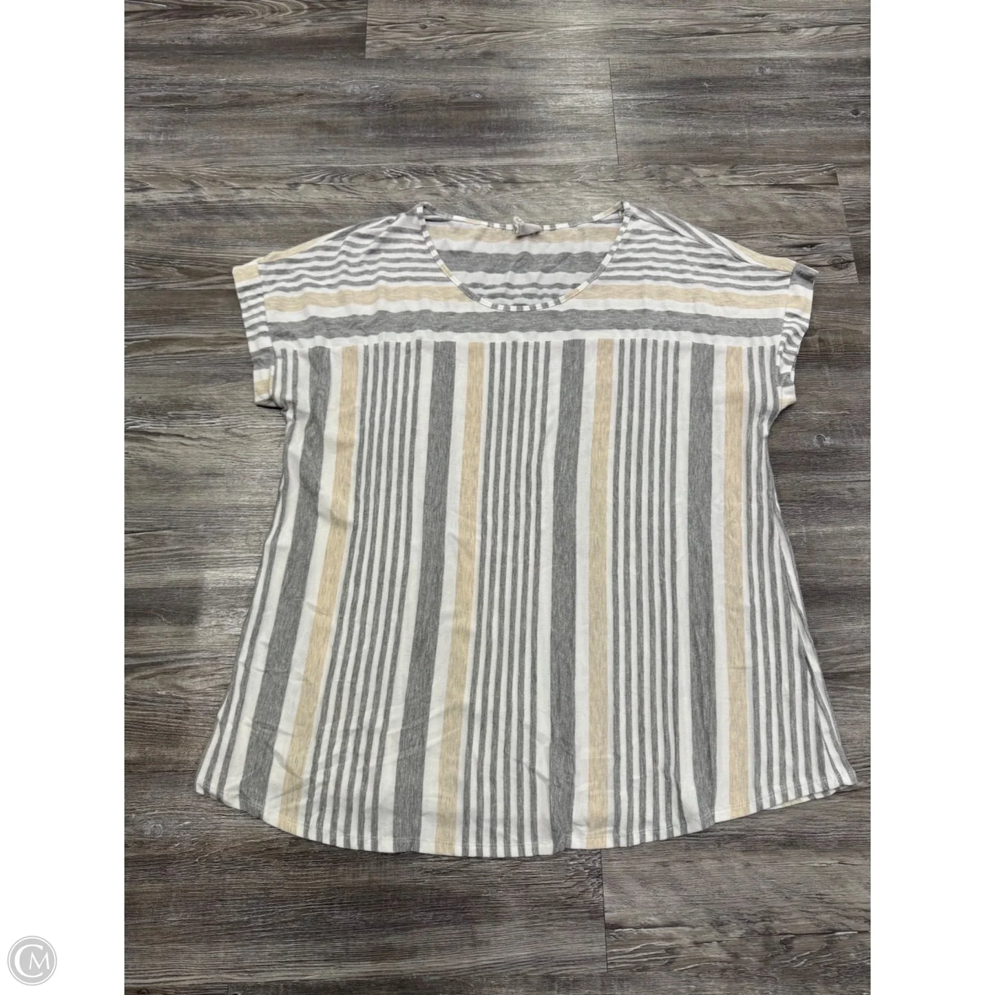 Top Short Sleeve Basic By aif In Grey & Tan, Size: 2x