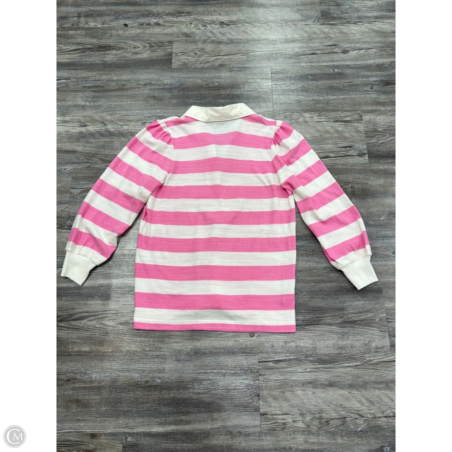 Top Long Sleeve By Loft In Pink & White, Size: S