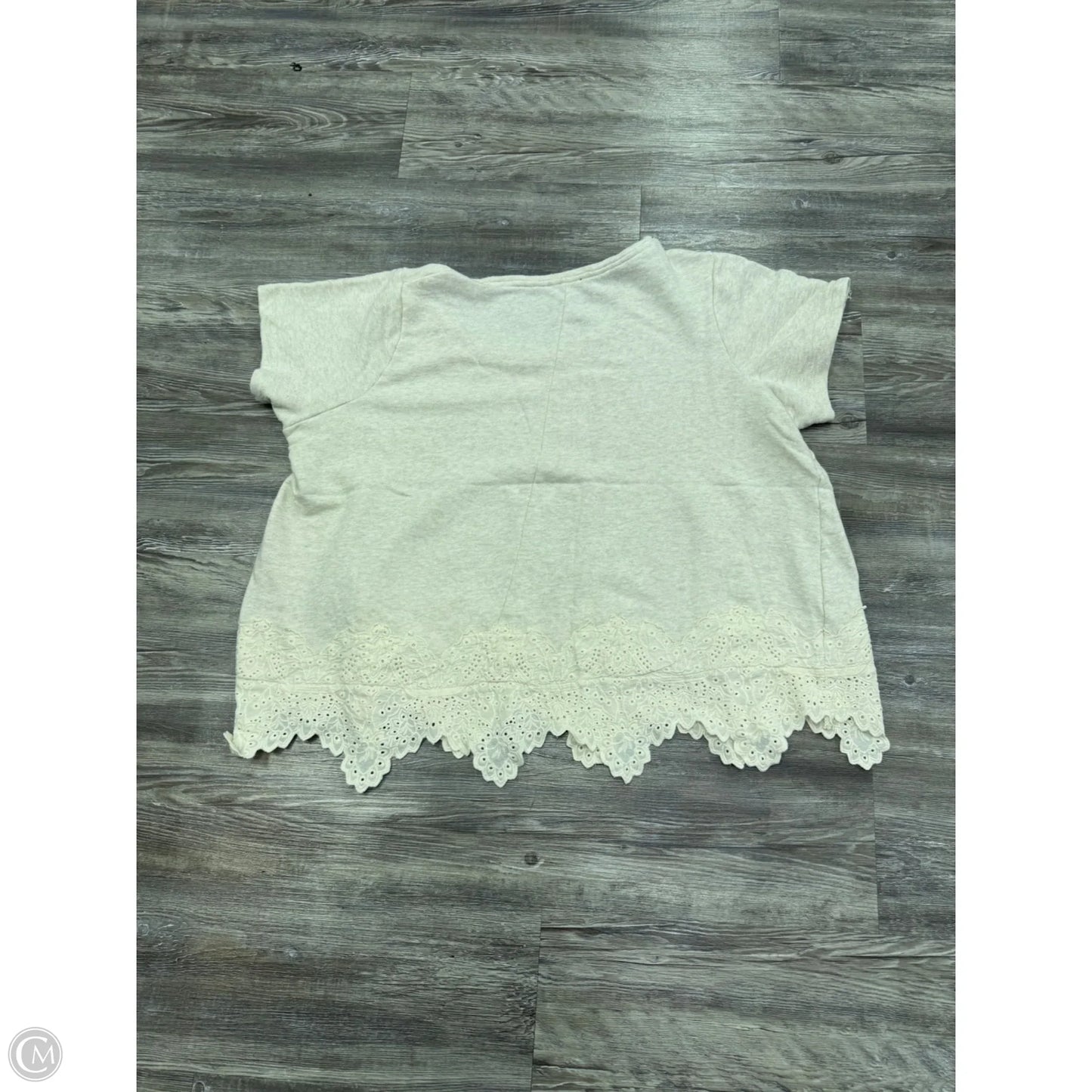 Top Short Sleeve By Lane Bryant In Tan & White, Size: 3x