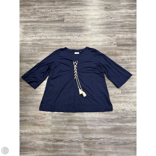 Top Long Sleeve By Belle By Kim Gravel In Navy, Size: Xl