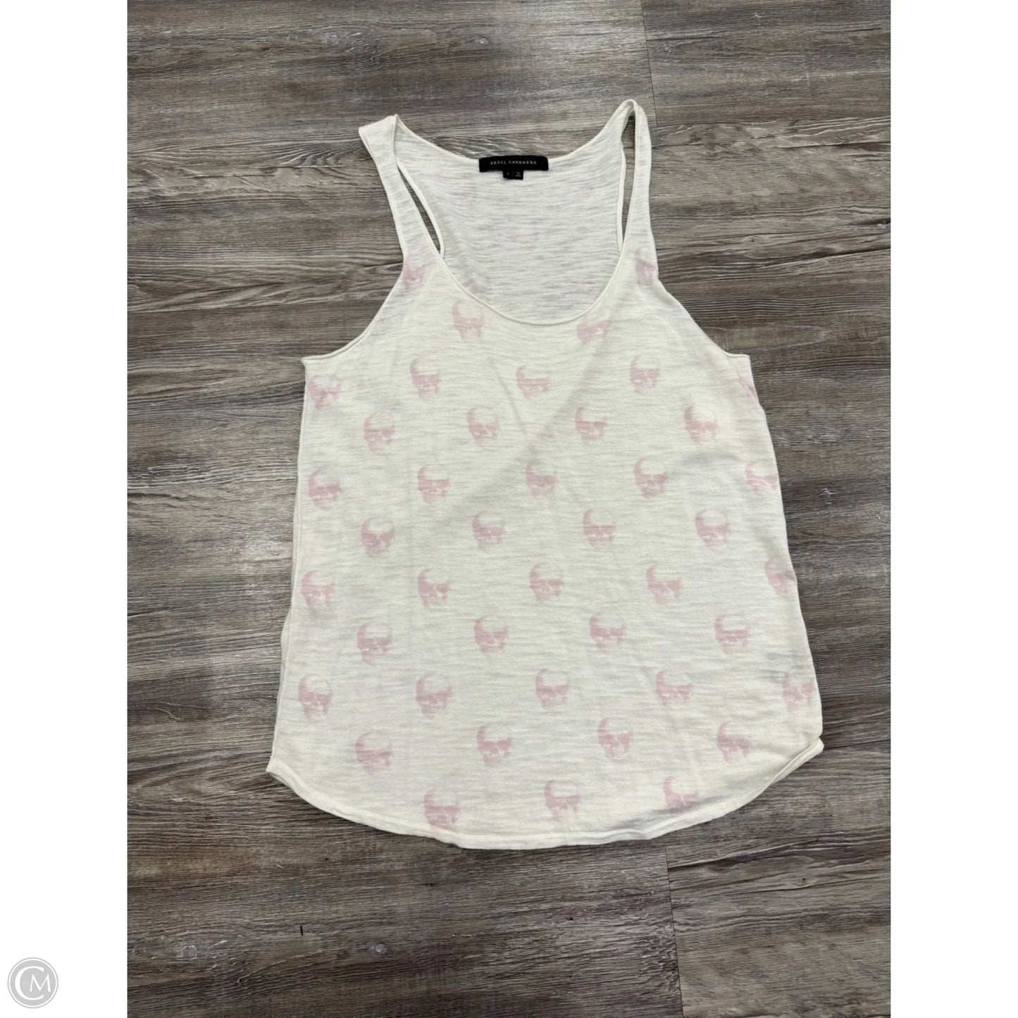 Top Sleeveless By Skull Cashmere In Pink & White, Size: L