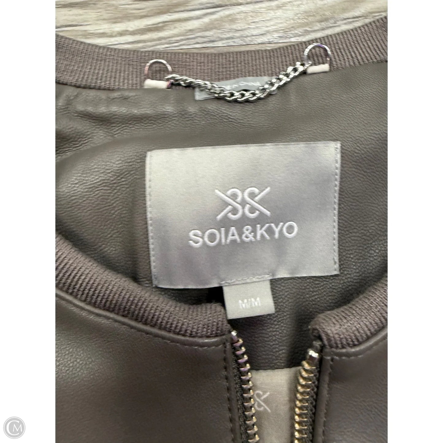 Jacket Leather By Soia&Kyo In Grey, Size: M