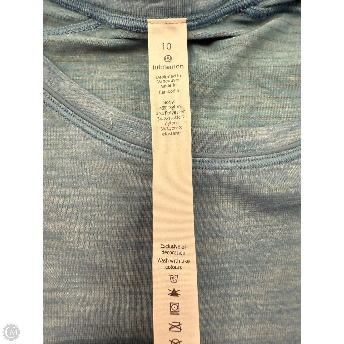 Athletic Top Short Sleeve By Lululemon In Blue, Size: 10