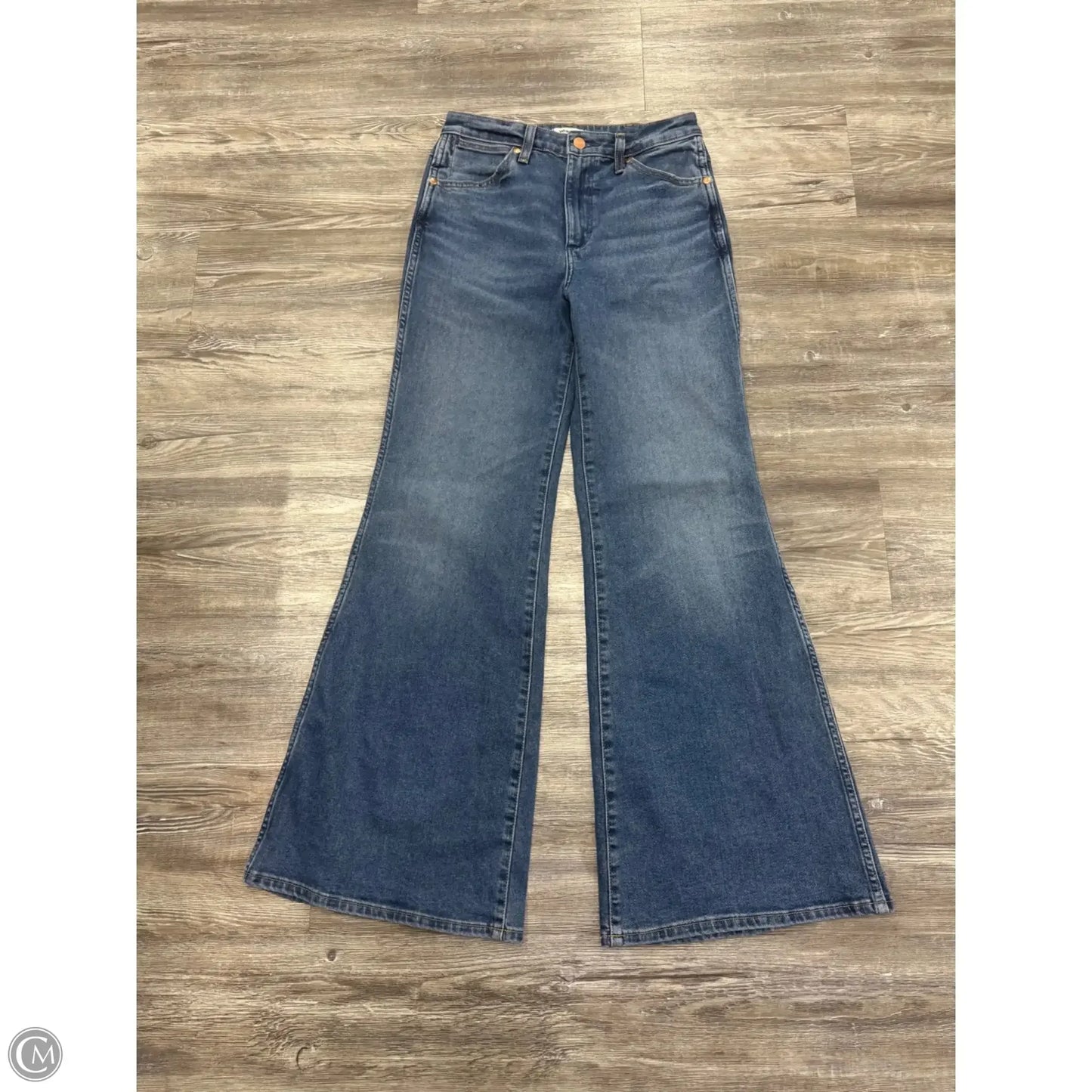 Jeans Flared By Wrangler In Blue Denim, Size: 2
