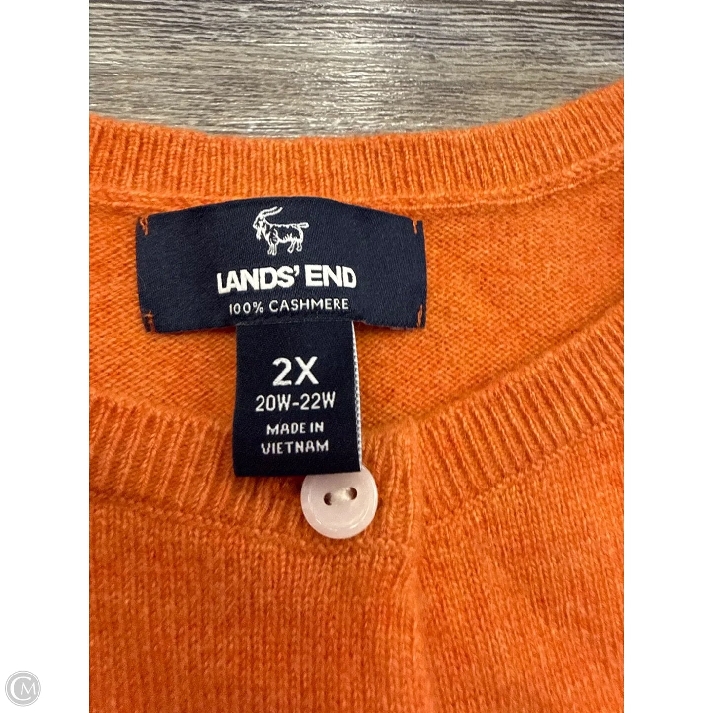 Sweater Cardigan Cashmere By Lands End In Orange, Size: 2x