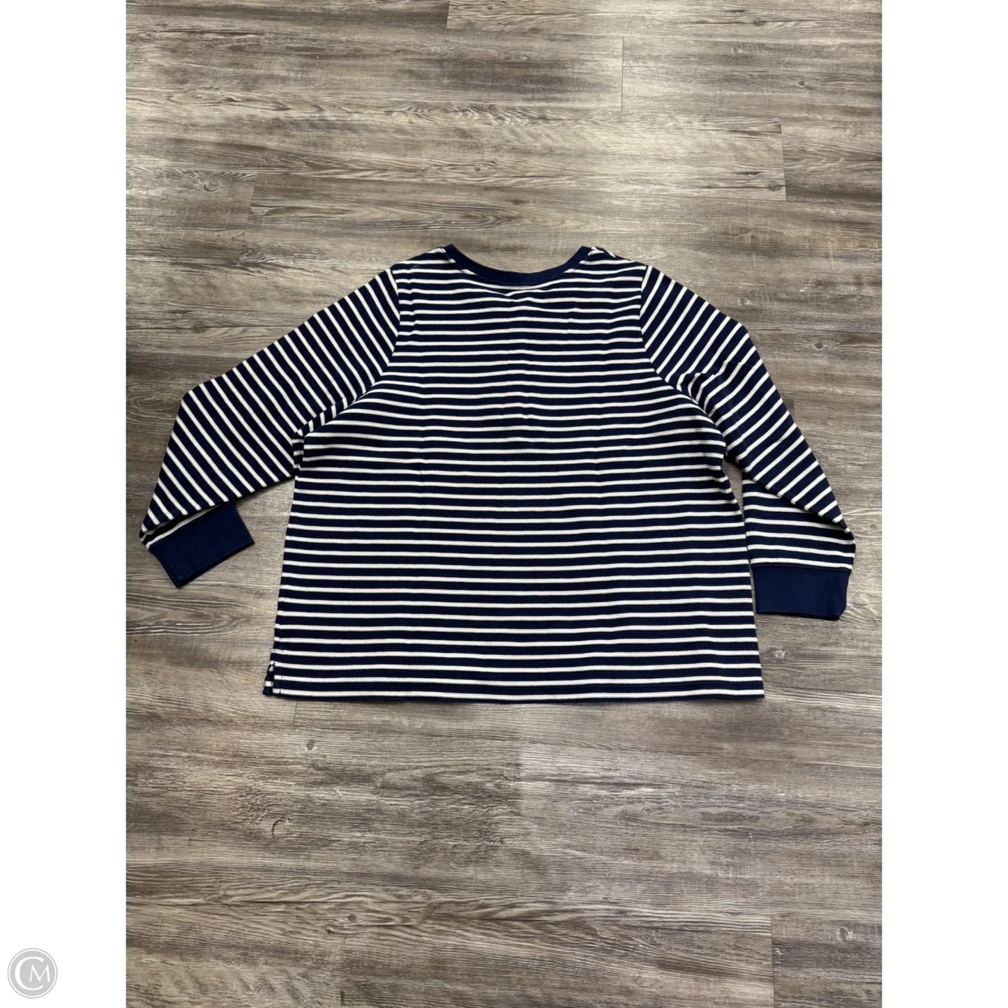 Top Long Sleeve Basic By Lands End In Blue & White, Size: 2x