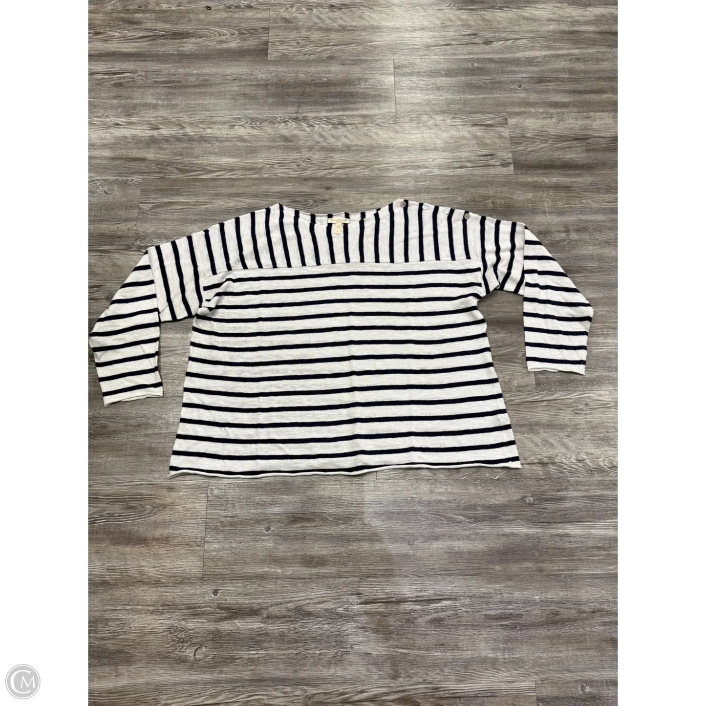 Sweater By Eileen Fisher In Blue & Cream, Size: 2x