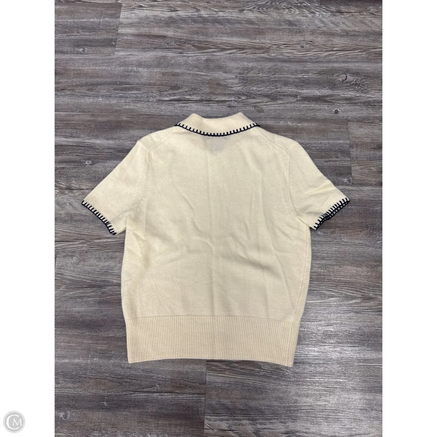 Sweater Short Sleeve By Staud In Black & Cream, Size: M