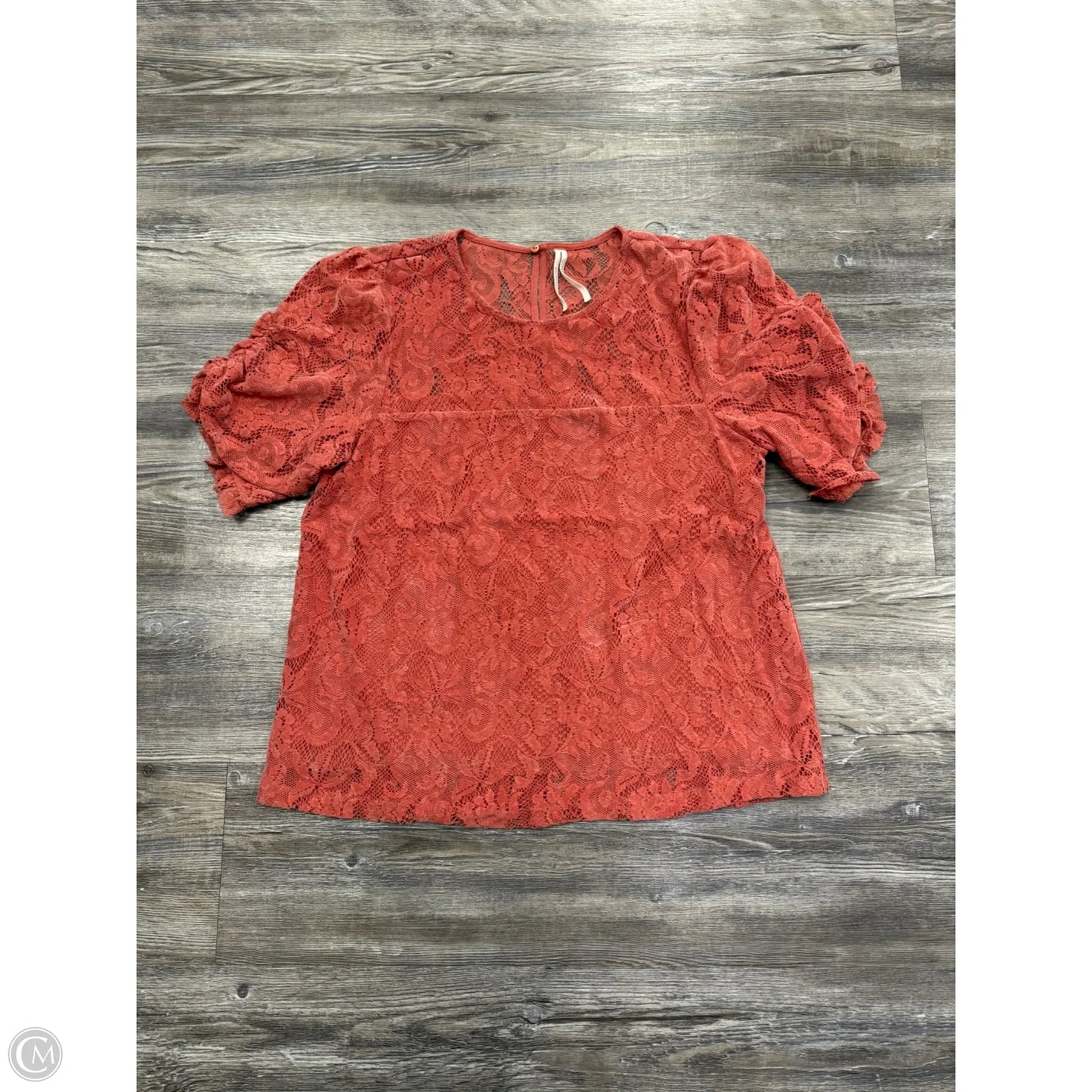 Top Short Sleeve By Anthropologie In Peach, Size: M