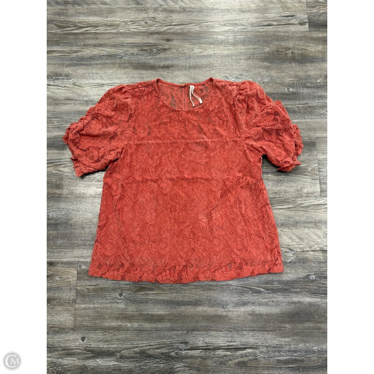 Top Short Sleeve By Anthropologie In Peach, Size: M