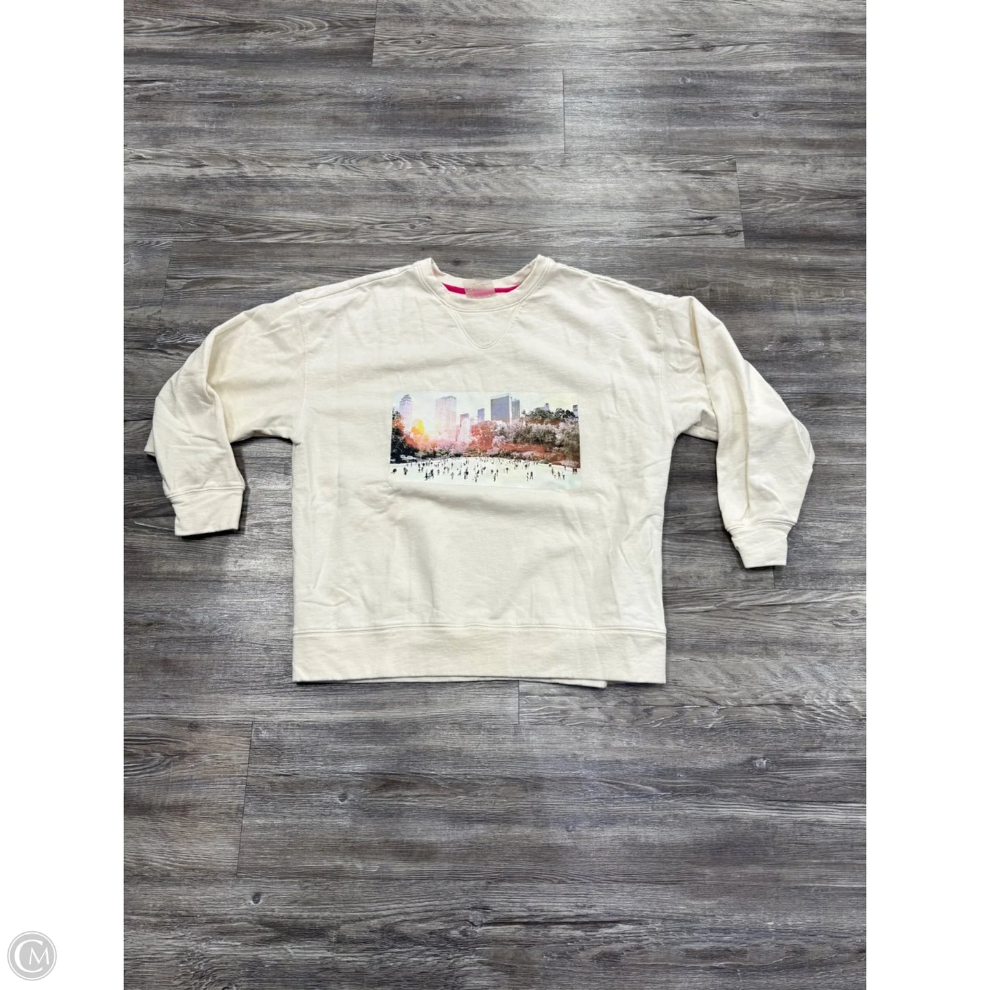 Sweatshirt Crewneck By Terez In Cream & Pink, Size: S