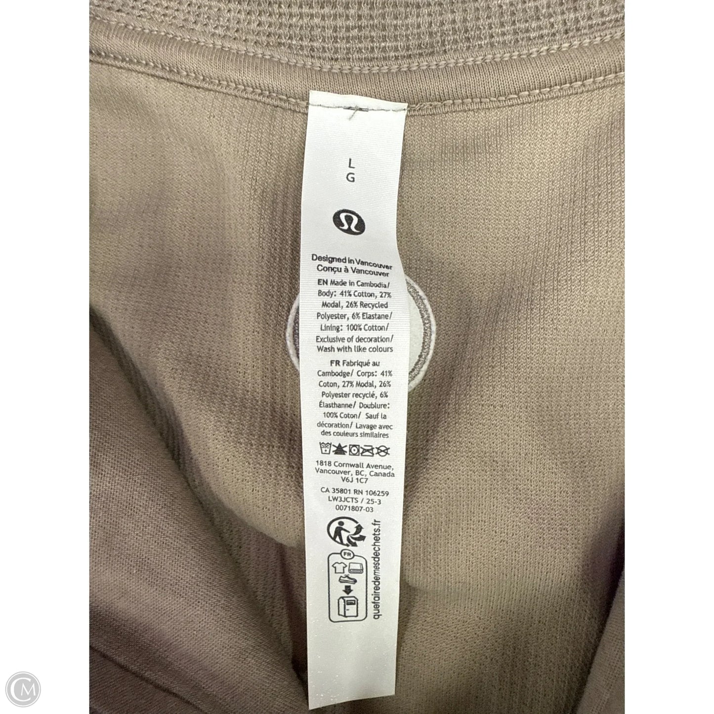 Athletic Sweatshirt Crewneck By Lululemon In Brown, Size: L